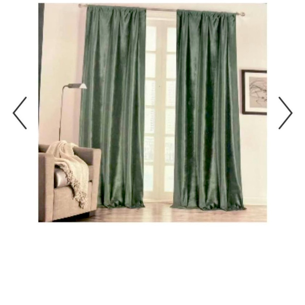 Rachel Zoe green velvet curtains drapes. OBO